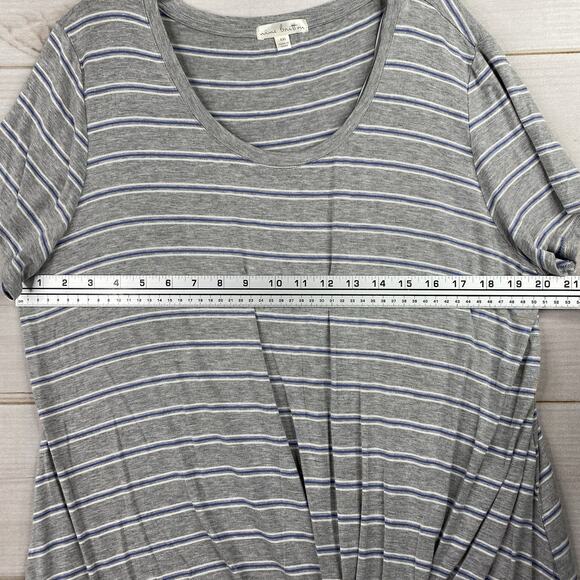 Nine Britton XXL Arella Tie Front Blouse Stitch Fix Gray Stripe Short Sleeve Tee - Picture 5 of 8